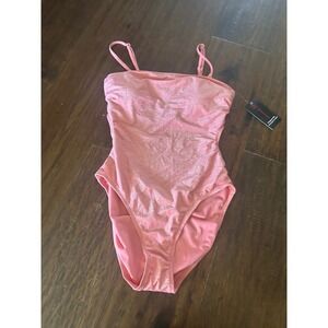 BBI Pink Metallic Shimmer Cutout One Piece Swimsuit Size L 11-13 NWT